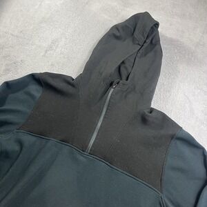 KÜHL Freethinkr Anorak Hoodie Men's Large Black Blue Pullover 1/4 Zip Fleece